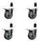 Service Caster 4'' SS Gray Poly Swivel 1-1/2'' Expanding Stem Caster Set Total Lock Brake, 4PK SCC-SSEXTTL20S414-PPUB-112-4 - alternate 1